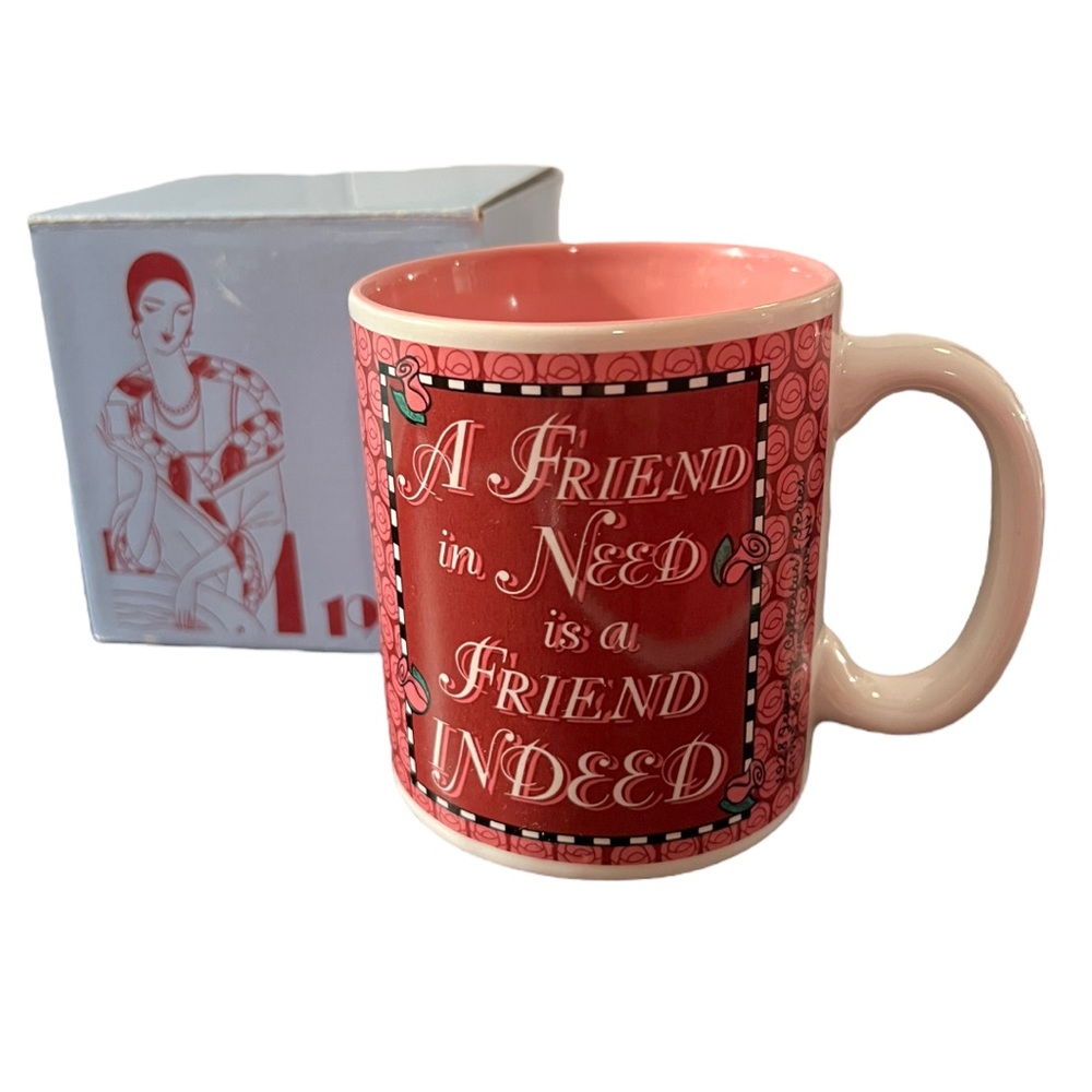 A Friend In Need Is A Friend Indeed Coffee Mug Art Deco Print COFFEE Mug ‘95 NEW